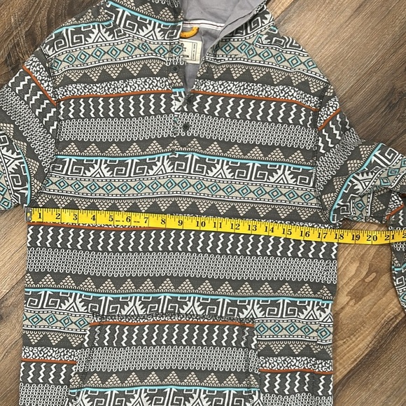 Free Planet 100% cotton Aztec pattern hoodie sweatshirt size Medium gray - Picture 7 of 14